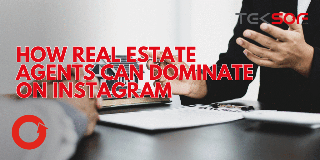 Real estate agent promoting property listings on Instagram with engaging visuals and marketing strategies